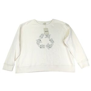 Pact Women's XXL Recycle Graphic Slouchy Organic Cotton Sweatshirt Ivory 2X